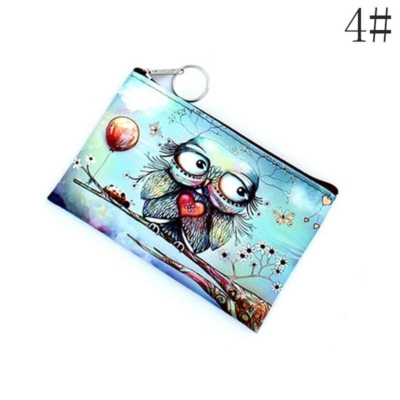 Owl Elephant giraffes Print coin purse,Ladies clutch change purse,Women cartoon zero wallet,Female Zi