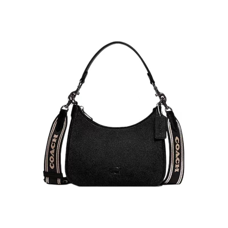 New COACH Hobo Canvas With Leather Crescent Bag Crossbody Bag Shoulder Bag Women's Black CJ842-BLK