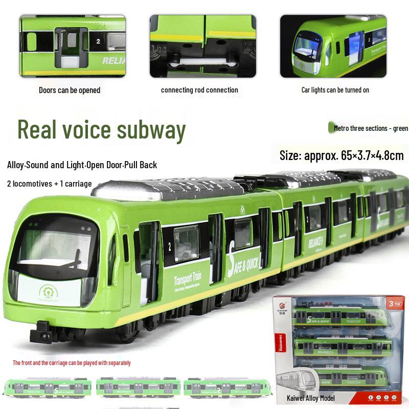 Kaiwei Alloy Subway Train Model with Sound & Light, Magnetic Force, Connect Rod, Pull-back/Remote Control