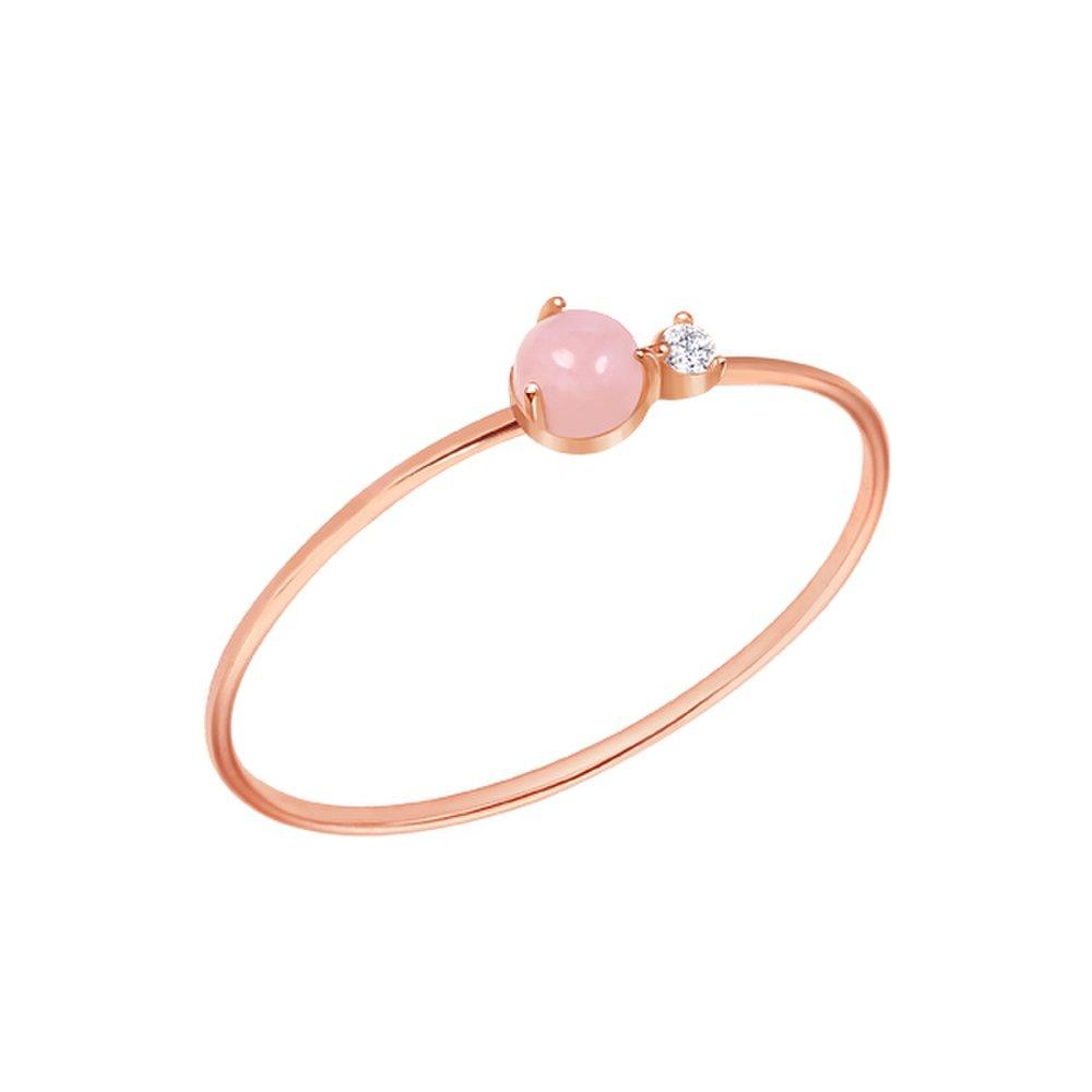 [Goldpang] 14K Round Pink Opal Ring, Width 5.5mm, Height 3.5mm