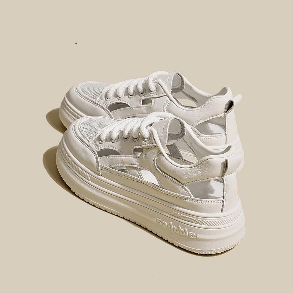 Breathable thin little white shoes women's spring and summer new muffin bottom thick sole versatile casual hollow sports shoes
