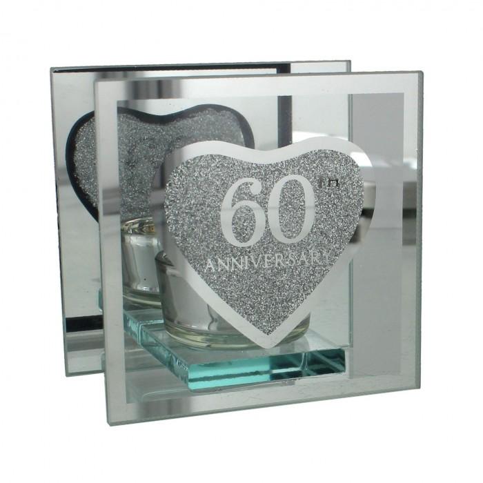 Celebrations Glass 60th Anniversary Tea Light Holder