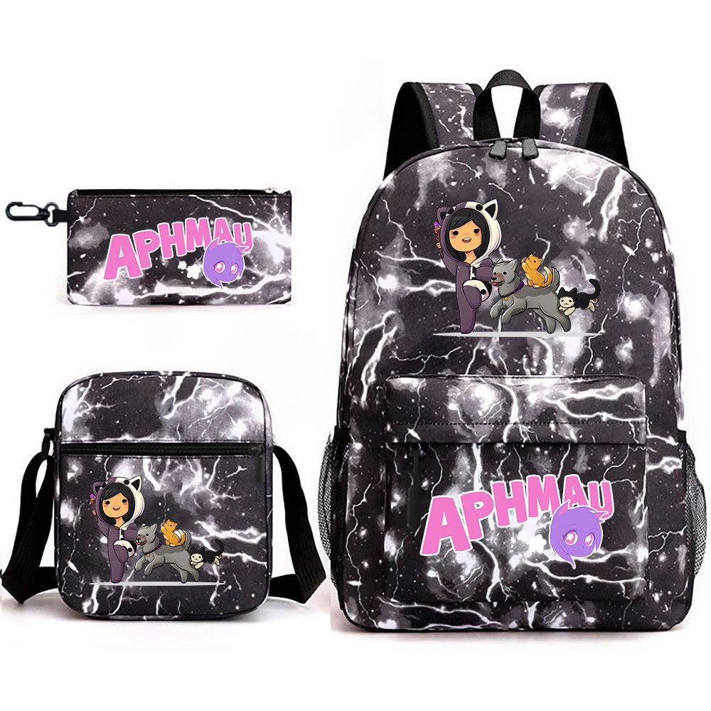 Spielwaren Aphmau Schultasche Cartoon Rucksack Federmäppchen Umhängetasche Dreiteiliges Set