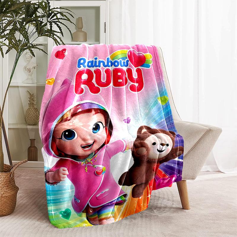 1pc Blanket - Rainbow Ruby Print Design, Lightweight Blanket for Sofa, Bed- Soft &Warm, Gift for All Seasons
