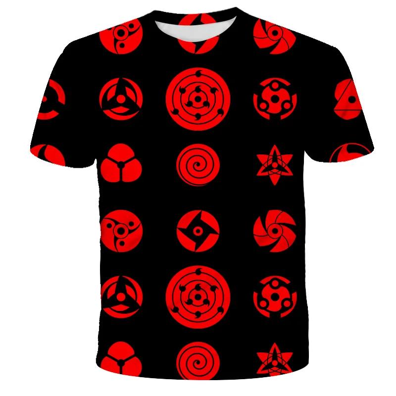 Summer Men's Japanese Anime Naruto 3D Printed T-shirt Children's Street Leisure Sports Large Top
