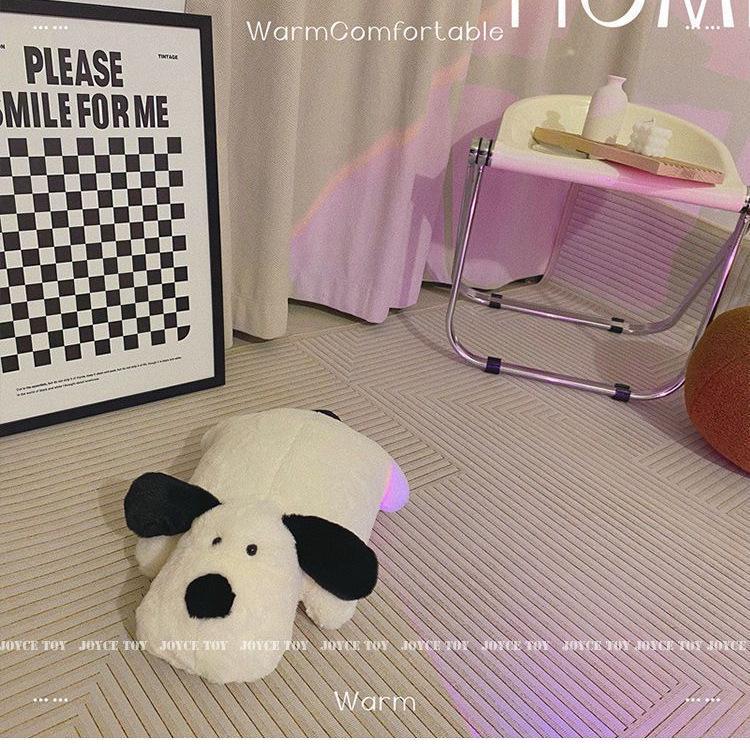 Cute Black and White Dog Plush Pillow - Soft Sleep Companion and Birthday Gift