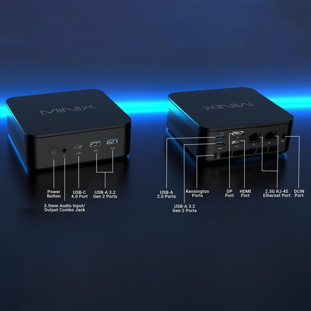 MINIX NEO Mini AMD Ryzen 5 6600H 16GB DDR5 512GB PCIe Compact Windows 11 Pro Small Fan Dual Triple 4K for NGC-NR660 PC, 3.0 SSD, PC, Cooling, 2.5G