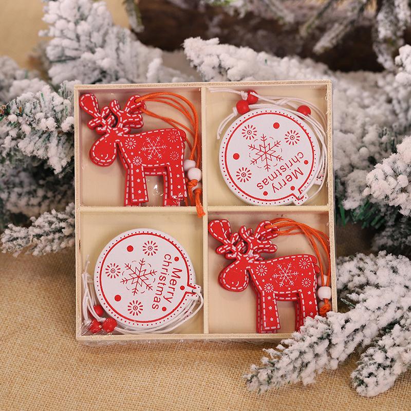 12Pcs Christmas Snowflakes Wooden Pendants Xmas Tree Ornaments Home Hanging Decor Christmas Decorations for Home New Year