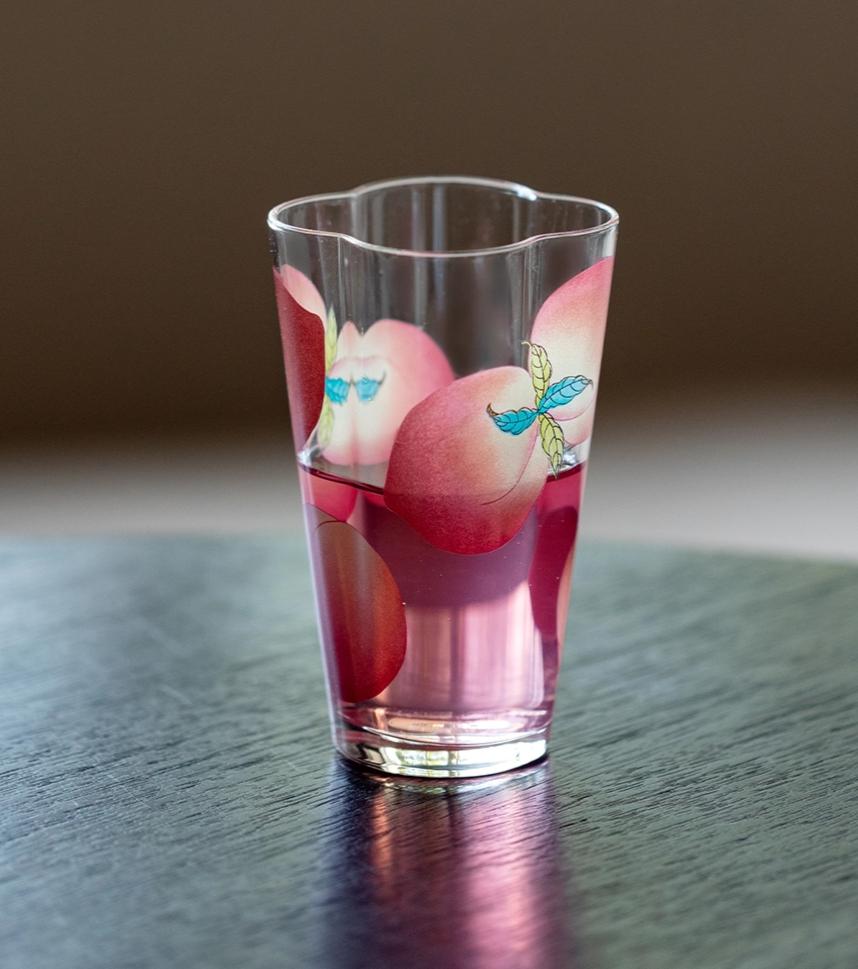 

BEPAN 1PC Heat-resistant Glass Begonia Master Cup Pastel Spring Peach Tea Personal Cup Drinkware Household Products Gift