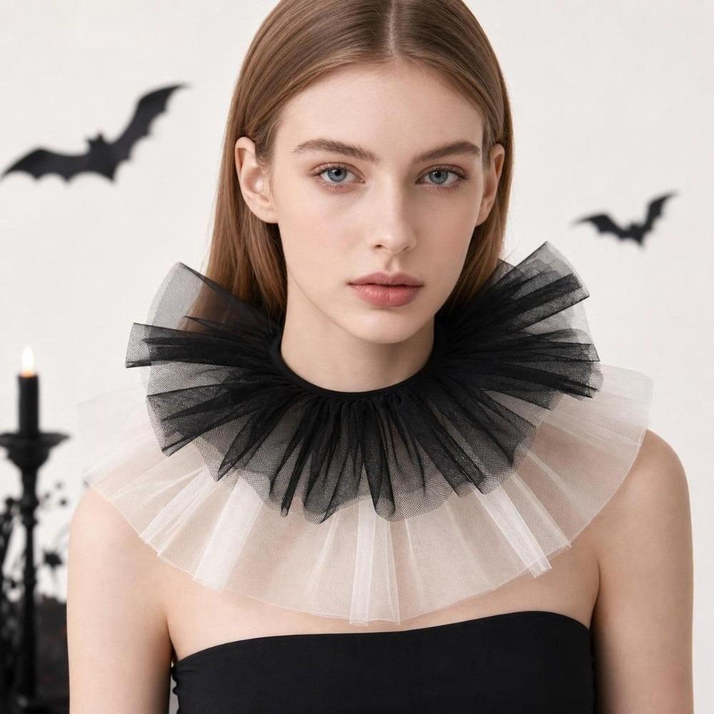 Detachable Fake Collar Shawl Ruffle Mesh Makeup Neck Shawl Vintage Neck Collar  Cosplay Event