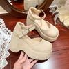 11CM High Heels Damenschuhe Plateau Frühling und Herbst Gürtelschnalle Keilabsätze klobig Schwarz Hohe Absätze Zapatos De Mujer Sandalen Damen