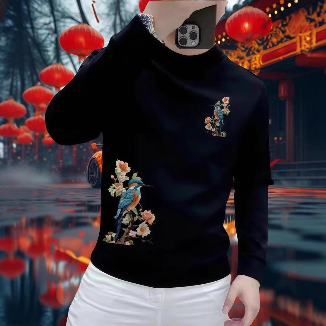 Men s Trendy Slim Fit Autumn Printed Round Neck Hoodie 4XL