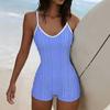 Summer Beach Pool Wear Colorful Flowers  Printed One Piece Boy Short Swimsuit Women Athletic Slim Fit Bathing Suit