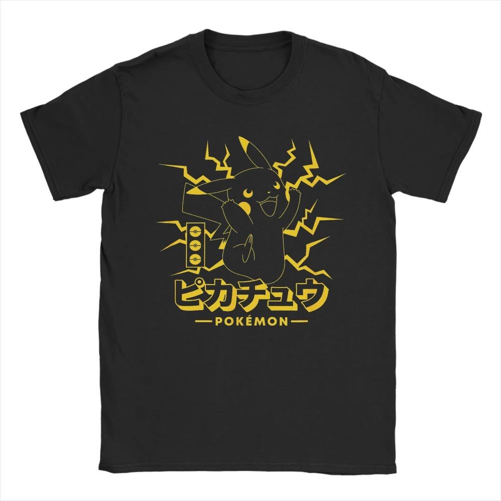 Anime and Unisexga Tshirt for Unisex Cotton Top with Pokmon Print Crew Neck Short Sleeves Suitable for Both Unisex and Women