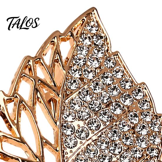 Alloy Leaf Pin Rhinestone Tree Brooch, Hollow Leaves Lapel Pin, Sweater Metal Cardigan Coat Clothing Accessories, Jewelry Gift for Women Girls