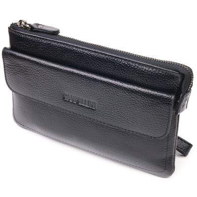 Embreagem elegante para homens feita de couro genuíno CANPELLINI 21546 Preto