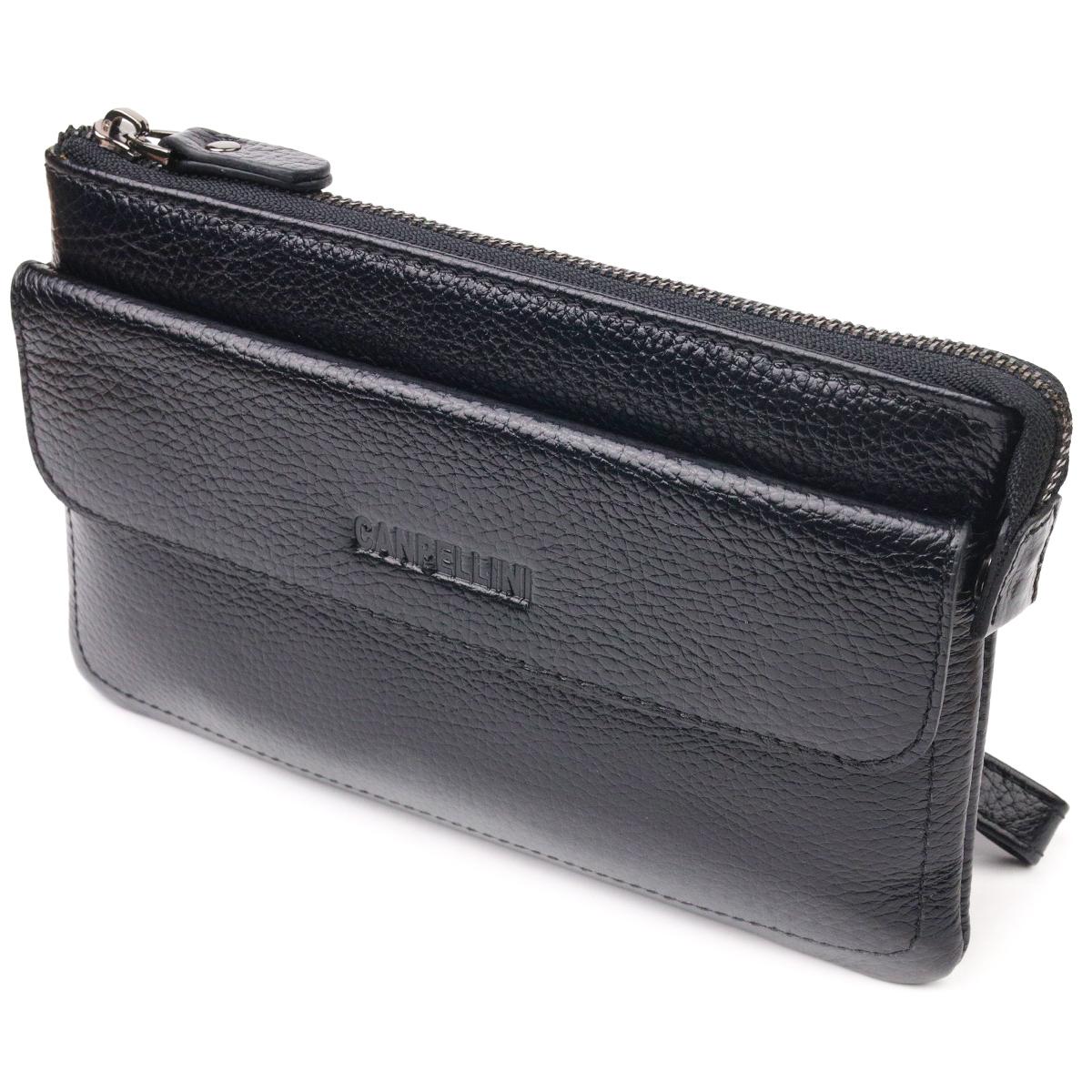 

Стильний клатч для чоловіків із натуральної шкіри CANPELLINI 21546 Чорний