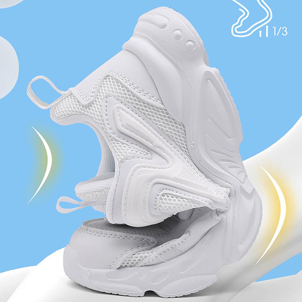 Boys Girls Students School Black White Sneakers Kids Breathable Mesh Walking Running Tennis Trainers Sports Shoes Size 28-39