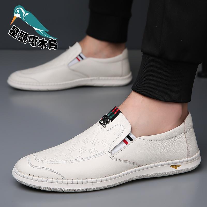 2025 Summer Men's Sandals Leather Business Hollow Punched Men's Shoes Soft-soled Hole Shoes