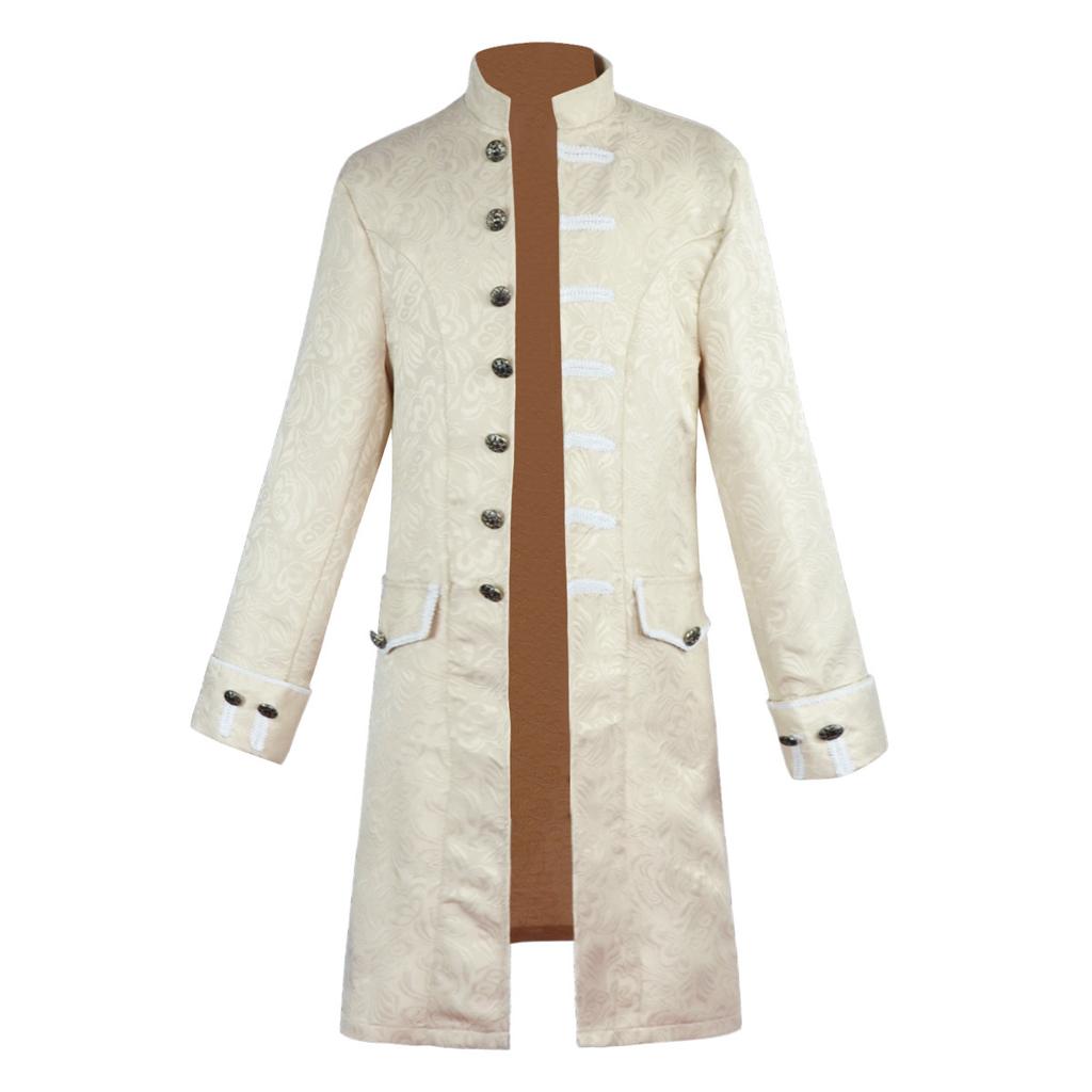 Halloween cos men's cos clothes medieval clothes men's jackets trench coat medium and long retro stand-up collar