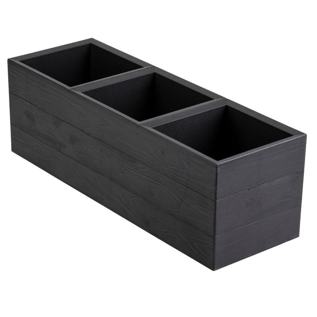 Concrete Planter On Wheels Recycled Board Black 90X30Xh30 Cm