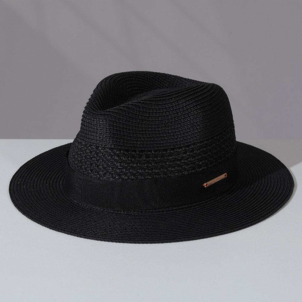 

classic straw hat summer Men Panama Straw hats wholesale simple sun hat Jazz hat Breathable fedoras UV Protection seaside hat M 56-58