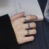 Trendy Unisex Minimalist Retro Hexagram Pinky Ring Set - Three Open Line Bands