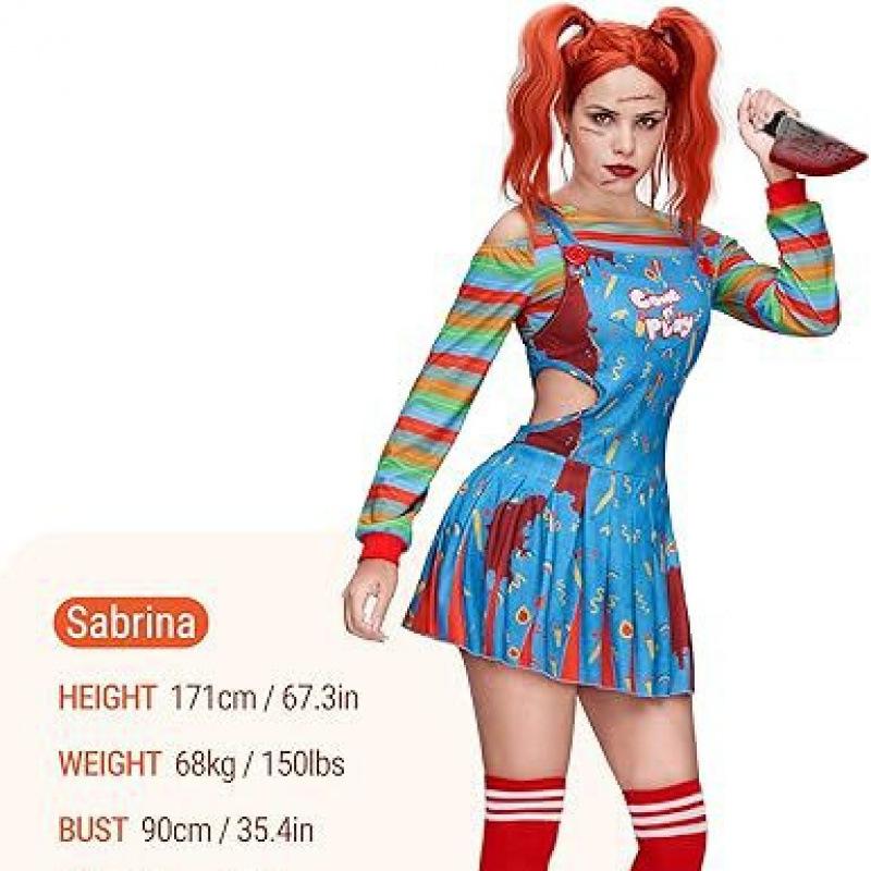 Chucky modré šaty Halloweenský cosplay kostým