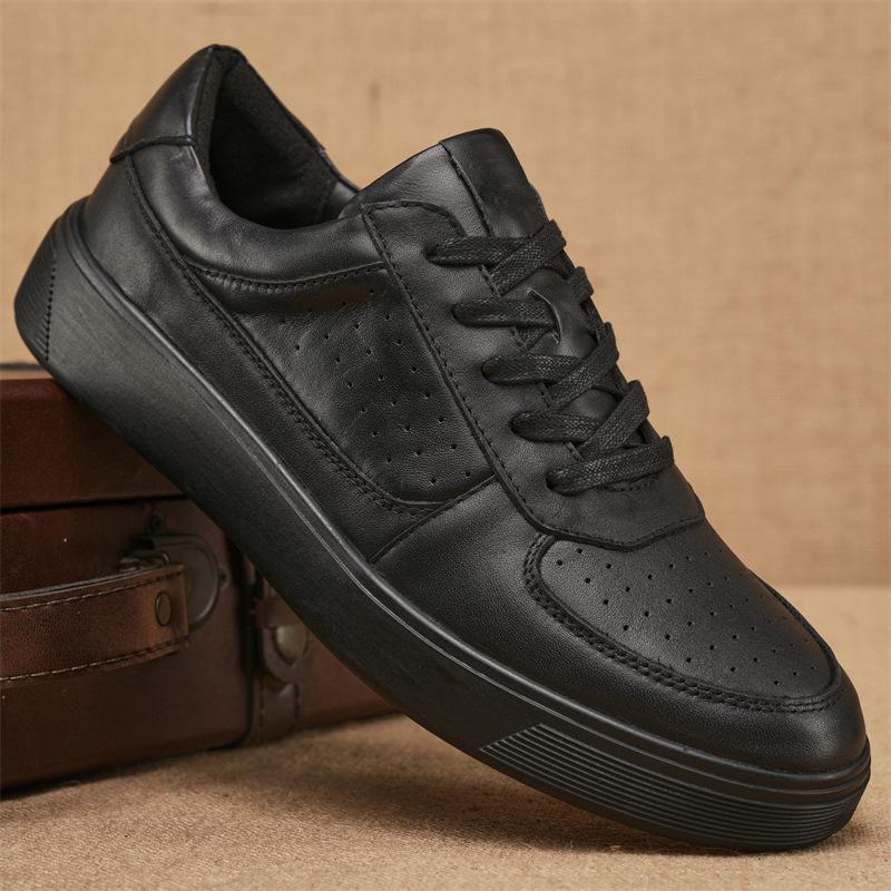

Трендовые кожаные черные кроссовки для мужской повседневной кожаной обуви, увеличивающие рост, на толстой подошве, маленькие черные туфли, низкие повседневные кроссовки 42