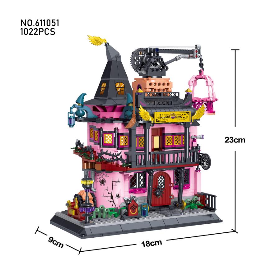 Halloween Gift Magic Laboratory Mini Bricks Magic House Building Blocks Architecture Puzzles Models Children Toys