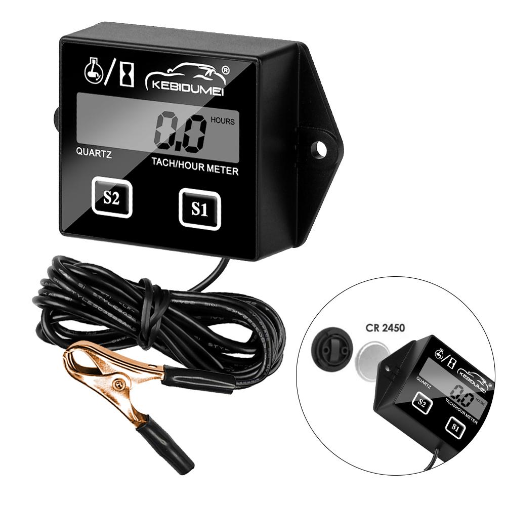 Kebidumei Digital Engine Tachometer Gauge Tach Hour Meter with Clip Waterproof RPM For 2/4 Stroke Engine Motor Stroke Car Boat