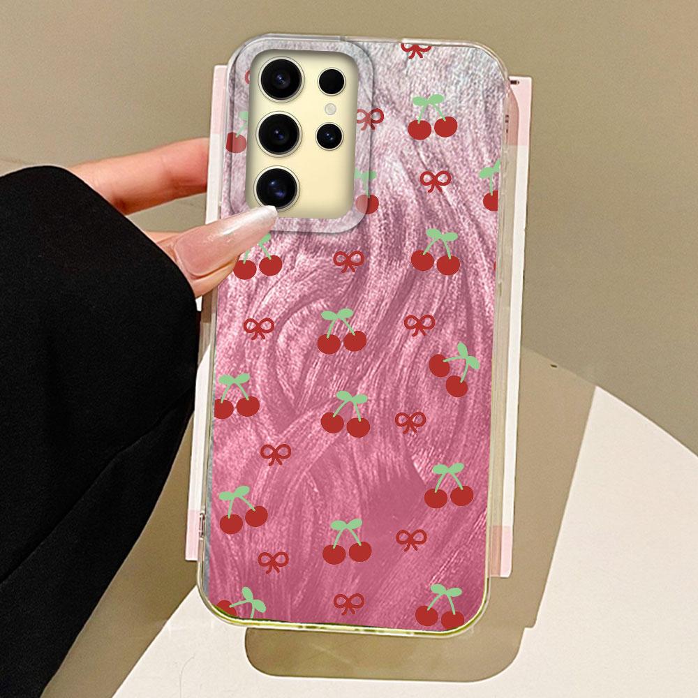 Summer Sweet Red Circular Dot Cherry Phone Case for Samsung Galaxy S25 S24 S23 S22 S21 FE Plus Ultra Shell Silicone Back Cover