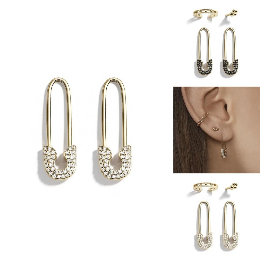 Chic European Alloy Earring Set With Dazzling Rhinestones Collection Fourpiece
