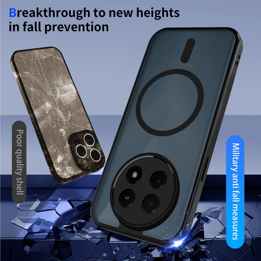 KEYSION Magnetic Phone Case for for Huawei Nova 14i Silicone+PC Matte Translucent Clear Shockproof Back Cover for Huawei Nova14i