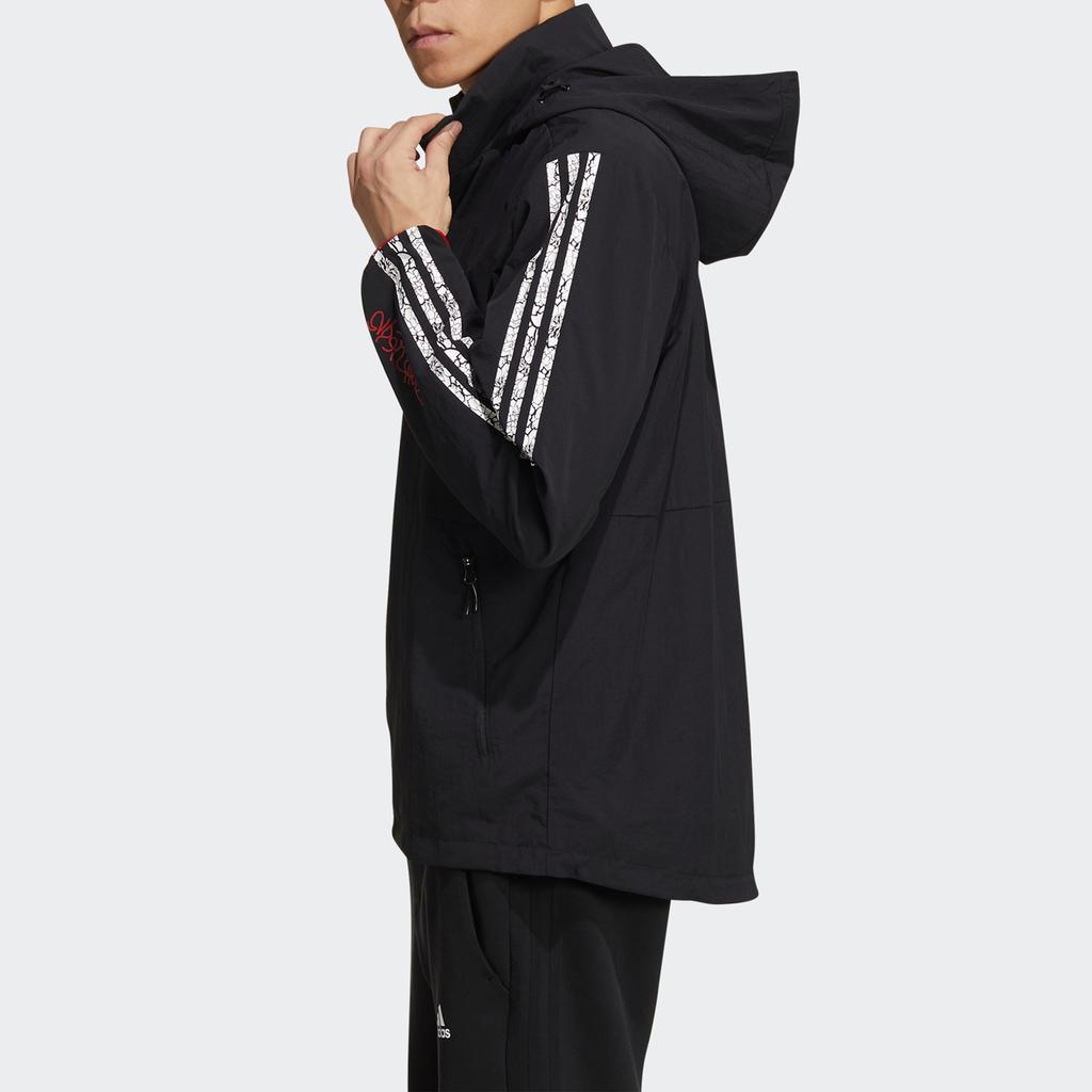 Adidas Striped Casual Sports Windbreaker Jacket Men Outerwear Black GV5151