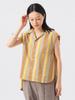 Beams Boy Women's Sleeveless Multi-Stripe S/S Shirt, Beige/Free