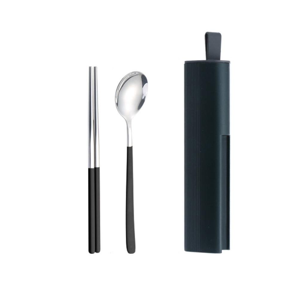 2/3Pcs Pull-out Cutlery Box Stainless Steel Tableware Set  Travel Use