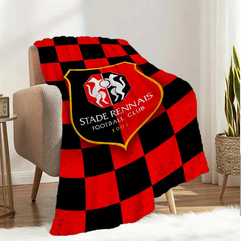 Stade Football Club Crest Blanket Lightweight Ideal Bedding Blanket Perfect for Travel, Camping, Living Rooms, Offices, Sofas, Fan Christmas Gift