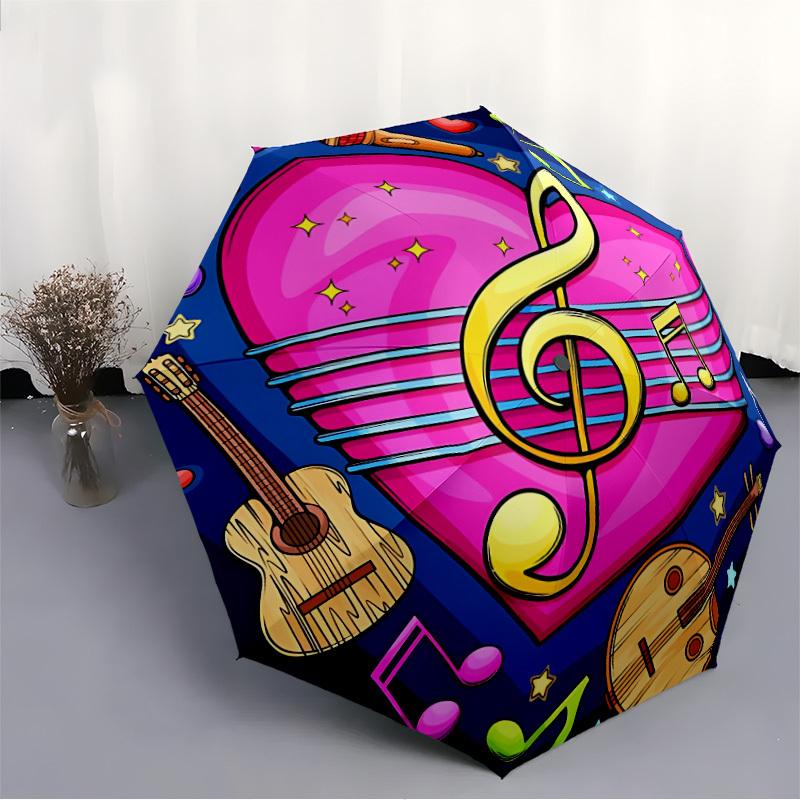 1pc Musical Notes Folding Umbrella | Elegant Design, Fashionable Accessory, Durable Construction, Sturdy Ribs Yy251107111