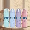 1PC One Day At A Time Hearts Art 750ml Color Plastic Sports Water Bottle Leakproof Flip Straw Lid Suitable for Sports Office Home Use