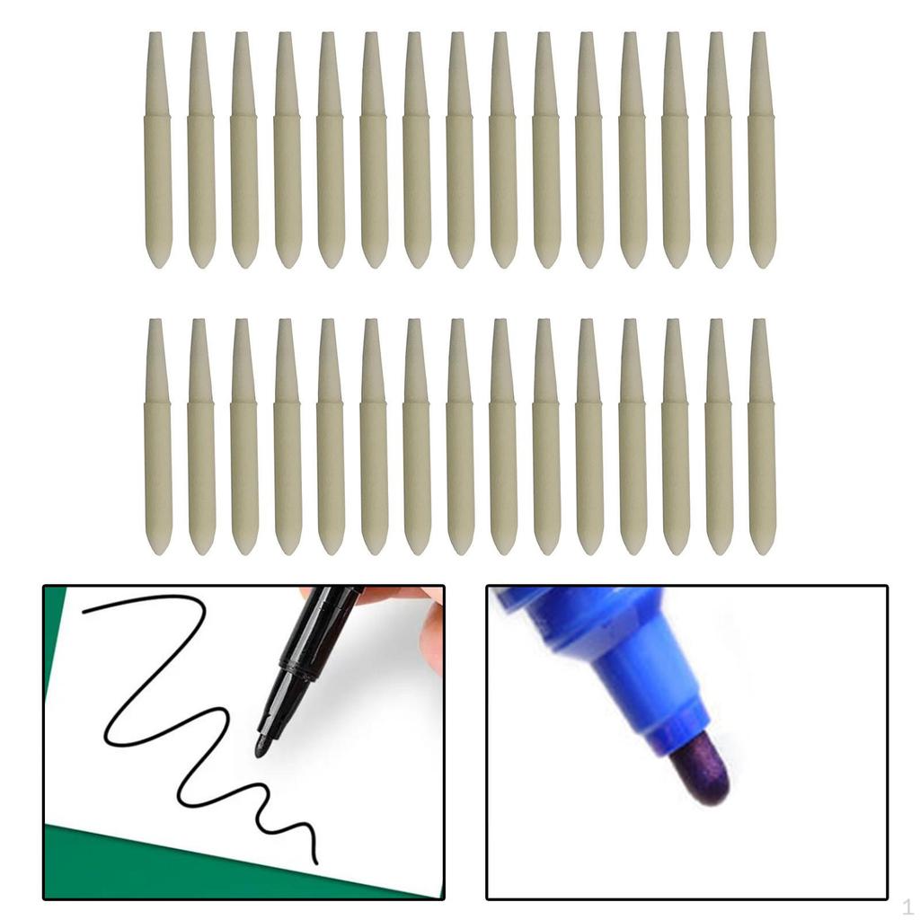 30 Fillable Pen Double Head Fountain Whiteboard Replacement Nib Tool Blank Marker for Illustration