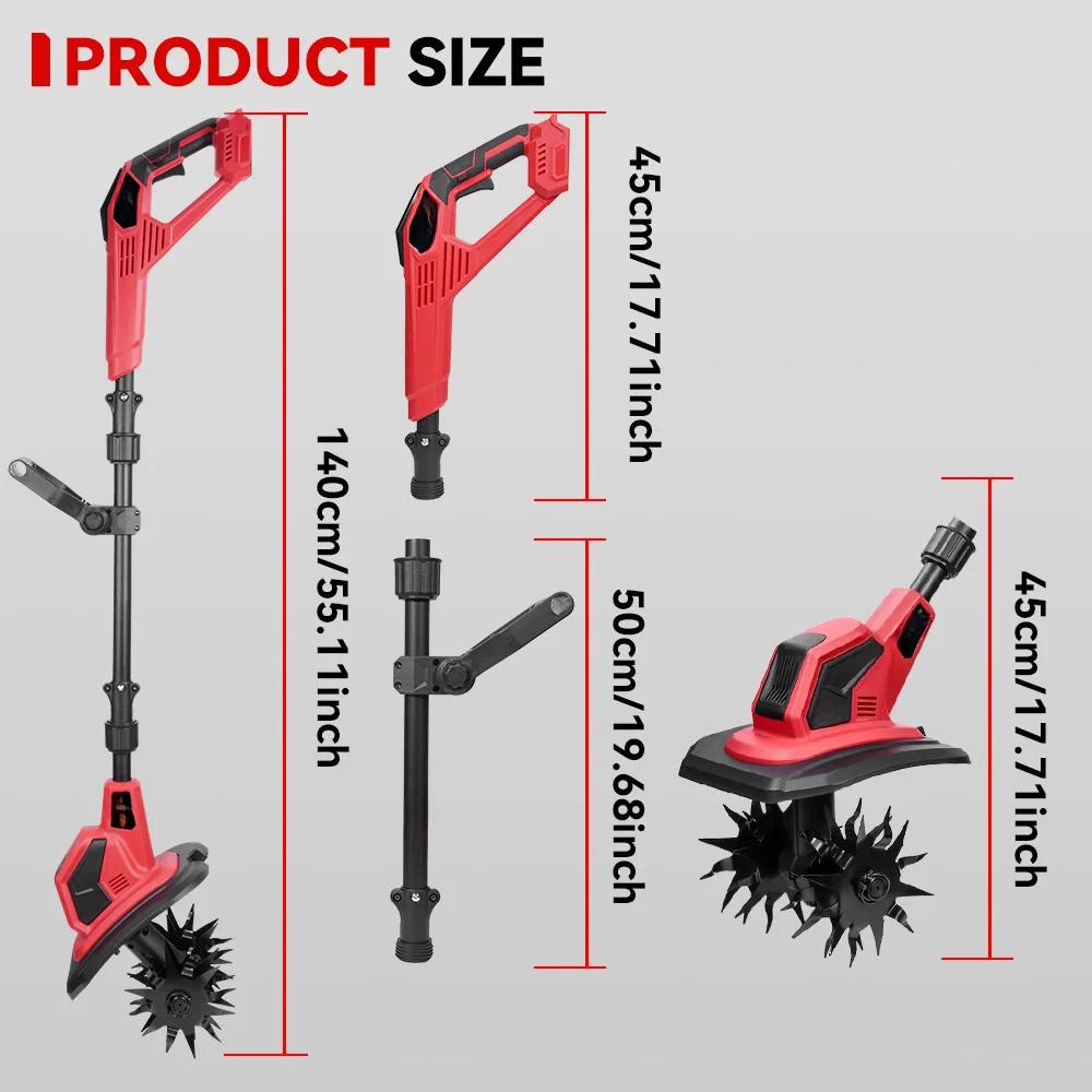 4000W Electric Tiller Cultivator Cordless Portable Grass Trimmer Garden Agricultural Soil Loosening Power Tool