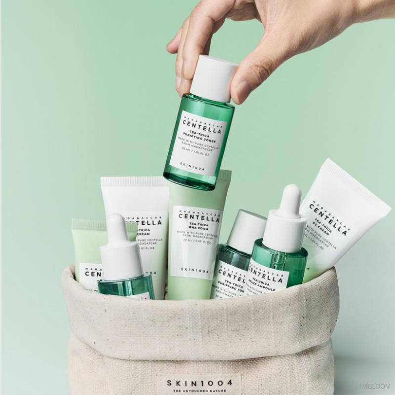 SKIN1004 Madagascar Centella Tea-Trica Travel Kit ( Foam 20ml + Toner 30ml + Ampoule 30ml + Cream 30ml)
