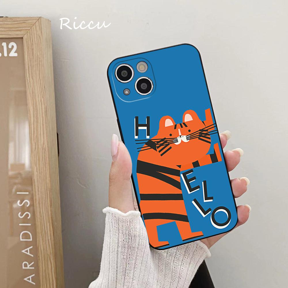 New Beckoning Tiger Phone Case 14 11 12 Pro 8 7 14 Plus 2020 X Pro 14 MAX 13 MINI XR XS Soft Cartoon Sleeping Cat Phone Covers