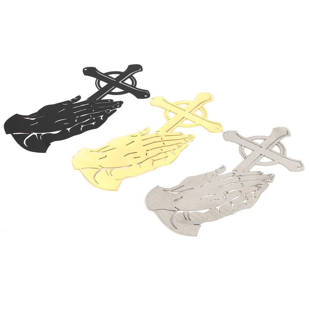 3PCS Set Peaceful Praying Hands Wall Decor with Religious Cross Garden Decoration Ornaments