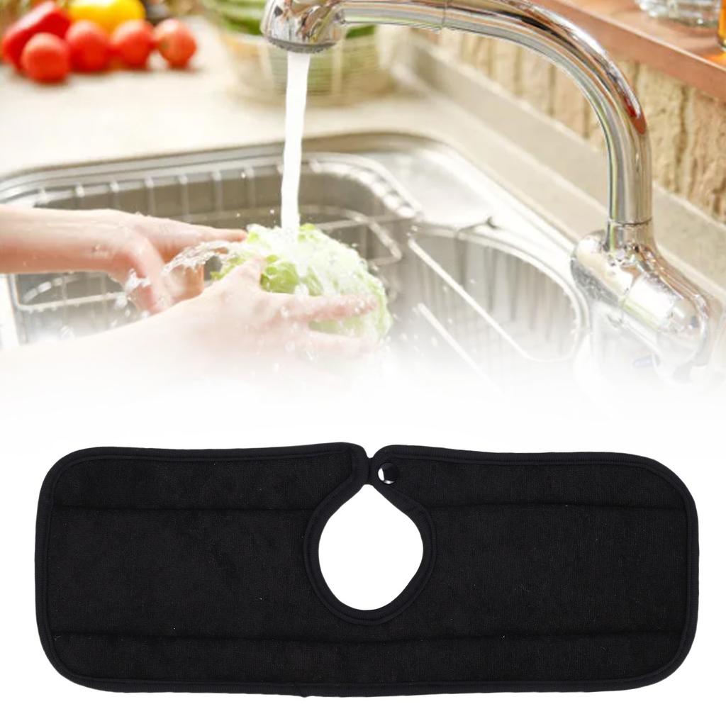 Sink Mat Drip Catcher Guard Faucet Mat for Sinks Absorbent Washable Counter Protector Drying Pad for Kitchen Bathroom RV Black