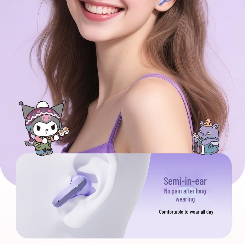 Sanrio K9 Bluetooth Noise-Canceling Cartoon Earbuds - Cute Mini Design with Ultra Long Battery Life