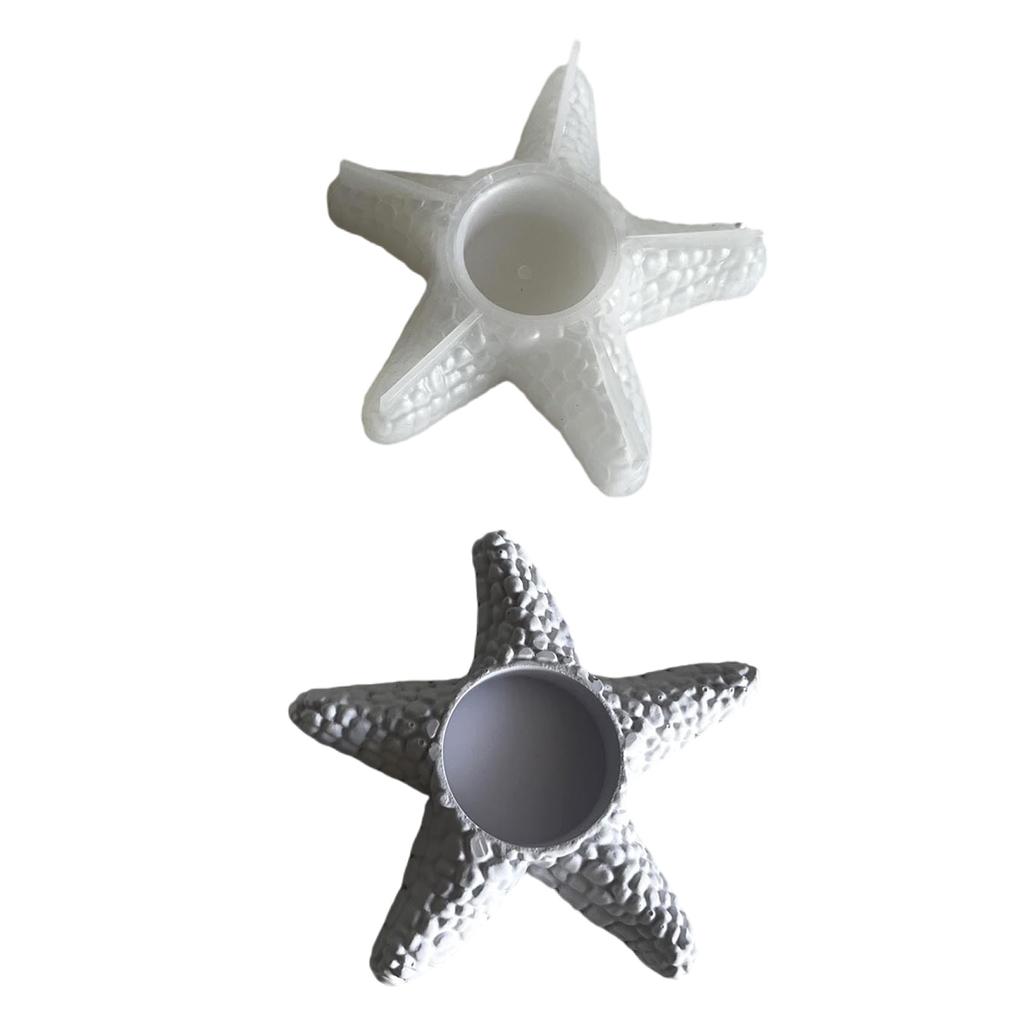 Starfish Candlestick Mold Silicone Candle Holder Mould Easy To Demold Tealight Mould Gypsum Home Desktop Ornament