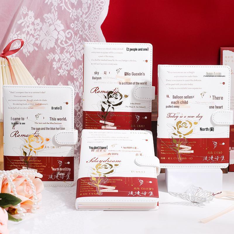 32K Romantic Poetry Magnetic Buckle Journal - Hand-Painted, Creative Stamping, Exquisite Student Notebook with Color Pages