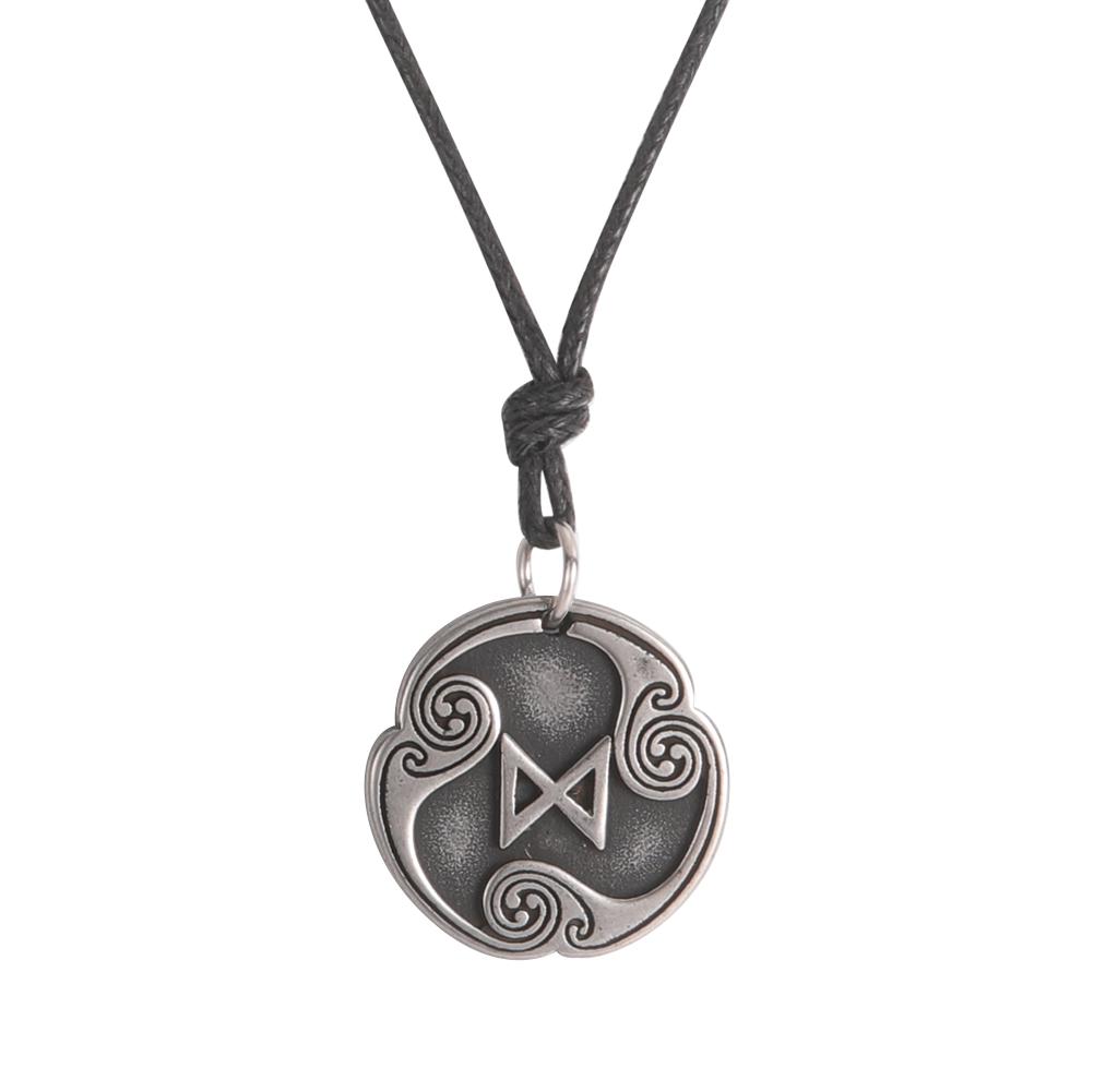 Retro Mysterious Runes Necklace Viking Jewelry Rope Chain Adjustable Necklaces Stainless Steel Pendant Amulet Jewelry